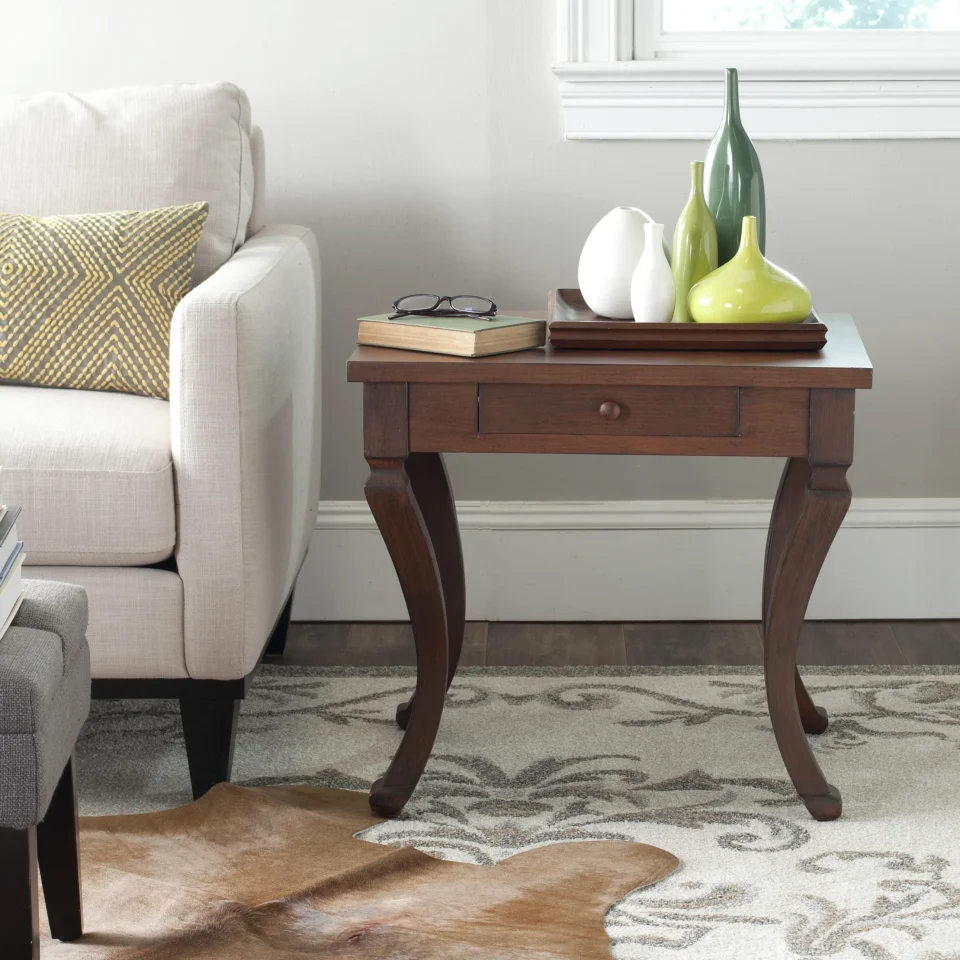 Premium Space-Saving SAFAVIEH Colman Traditional One Drawer Storage Side Table, Brown