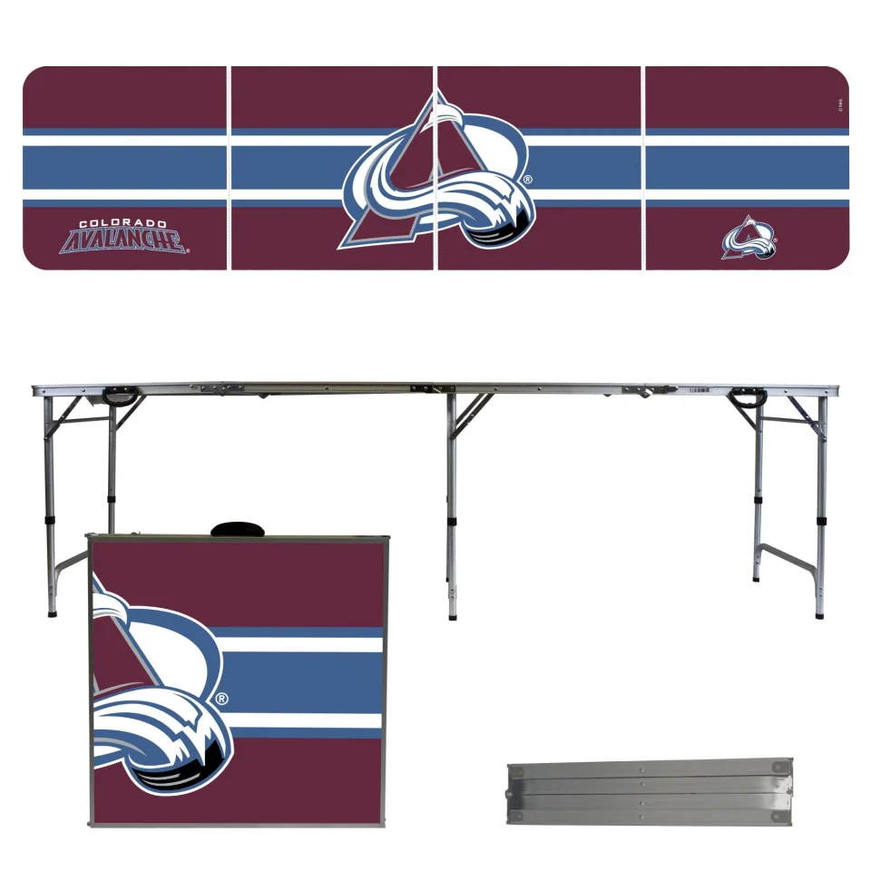 Lightweight Colorado Avalanche Striped Design 8' Portable Folding Tailgate Table