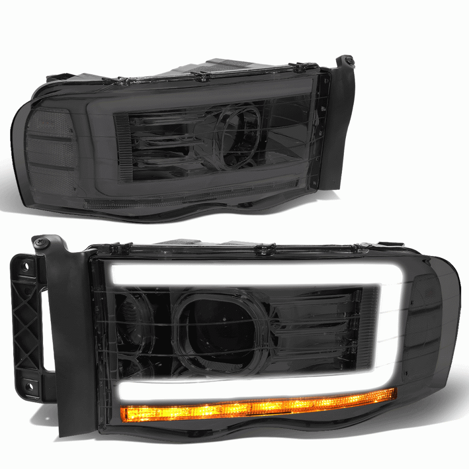 Value 2002-2005 Dodge Ram LED Sequential Turn Signal Projector Headlight Smoked