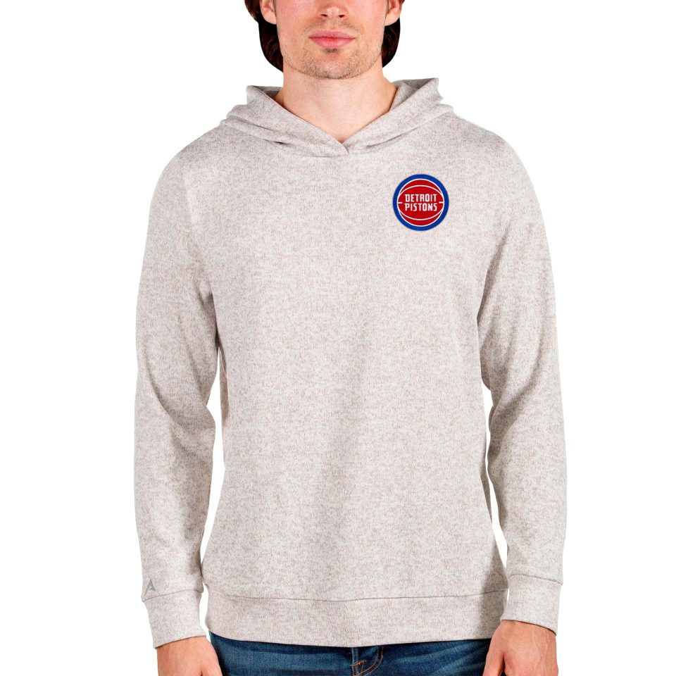 Kitchen Men's Antigua Oatmeal Detroit Pistons Absolute Pullover Hoodie