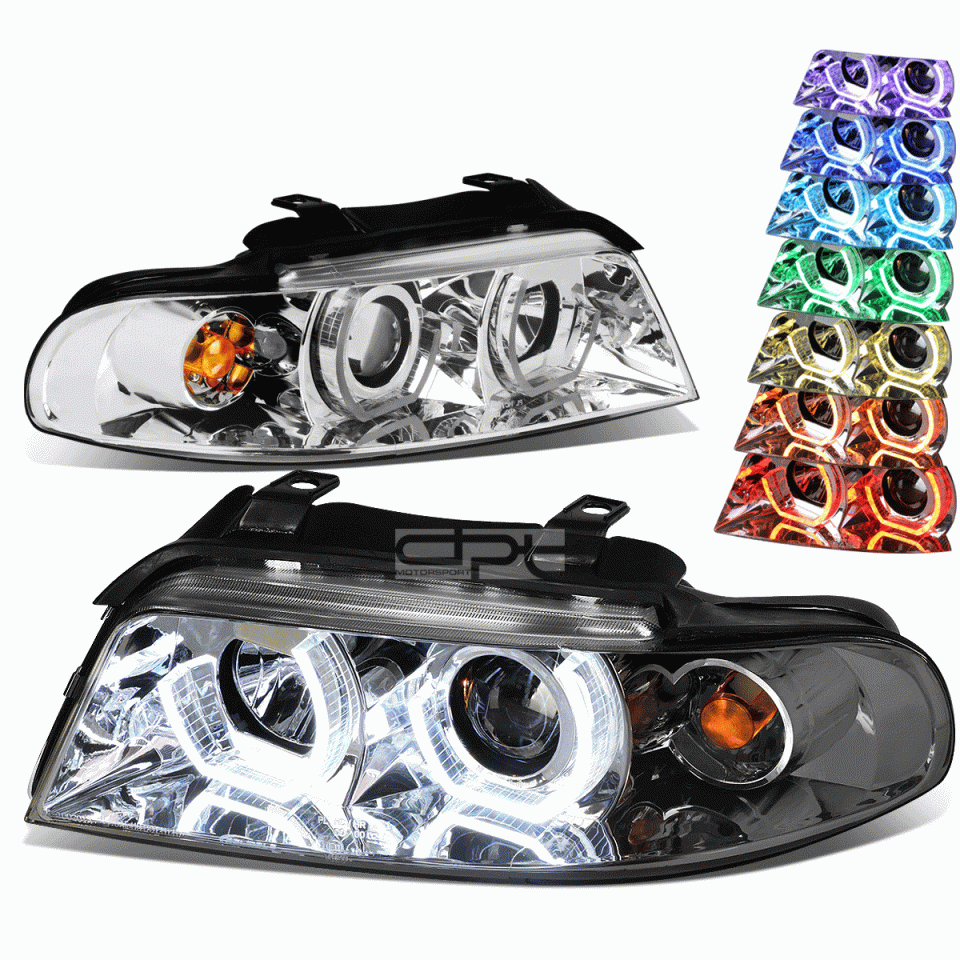 Select Storage RGB Color LED U-Halo 1996-2001 Audi A4 & Quattro Chrome Projector Headlight