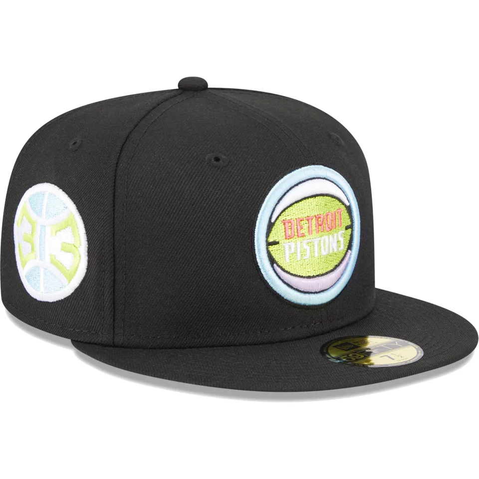 BPA-Free Men's New Era Black Detroit Pistons Color Pack 59FIFTY Fitted Hat