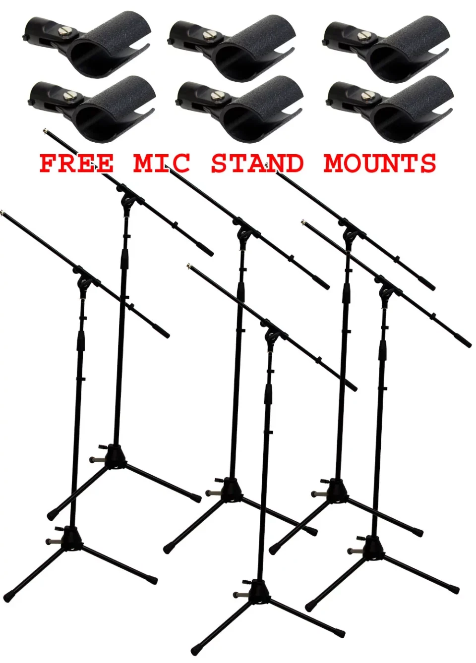 Ultimate (6) Pro Audio Vocal Stage Instrument Boom Microphone Stand & Free Mic Adapters