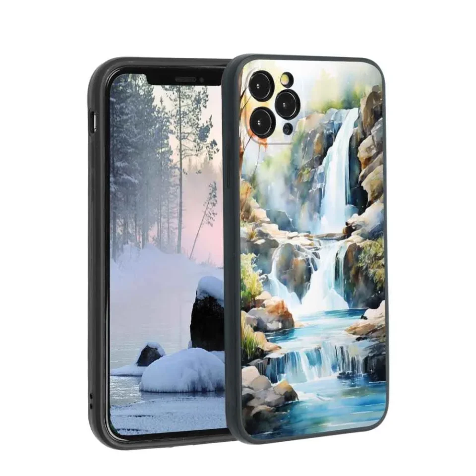 Silicone Home waterfall-pool-landscape phone case for iPhone 11 Pro Max for Women Men Gifts,Soft silicone Style Shockproof - waterfall-pool-landscape Case for iPhone 11 Pro Max