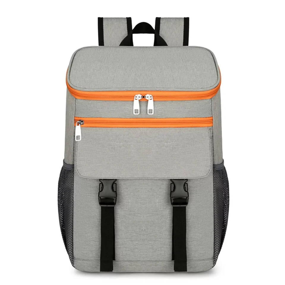 Cast Iron Portable ametoys Waterproof Picnic Cooler Bag Grey and Orange Two Shoulder Bag with Large Capacity for Adventures
