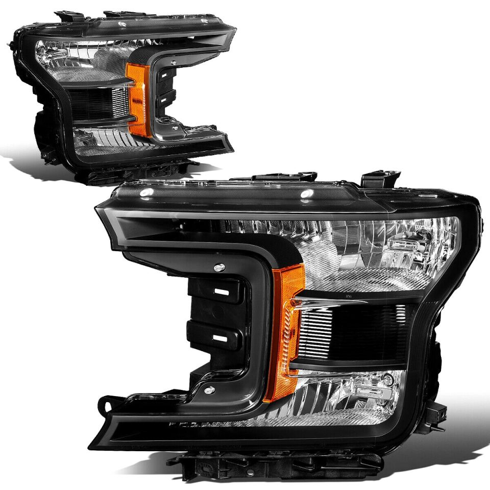 Value 18-20 d F150 OE Style Black Housing Amber Side Driving Headlight Lamps