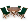 Ceramic All Things cedar TT5P-O-g Teak Octagon Table & Folding chair Set with cushions green