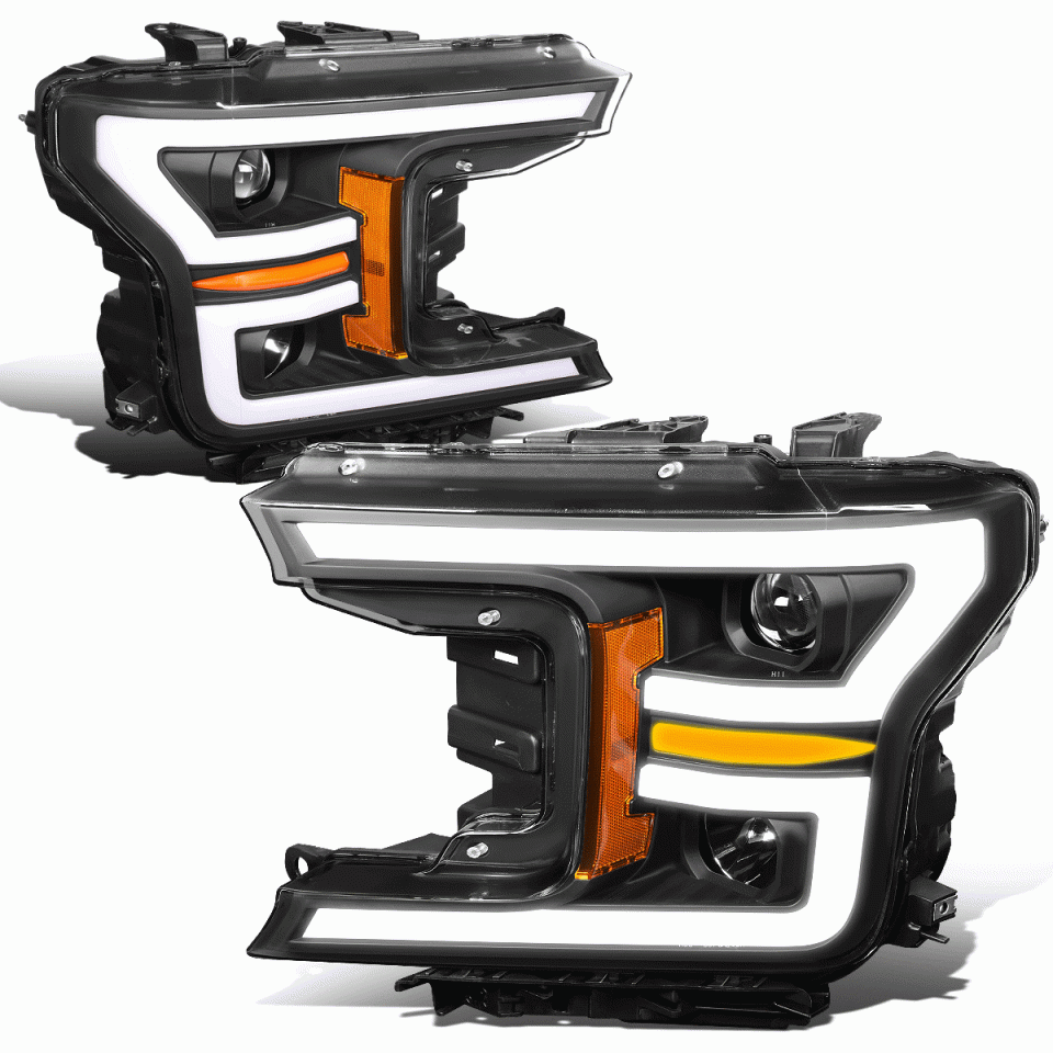 Essential Baking 2018-2020 d F-150 LED Sequential Signal Projector Headlight Black/Amber