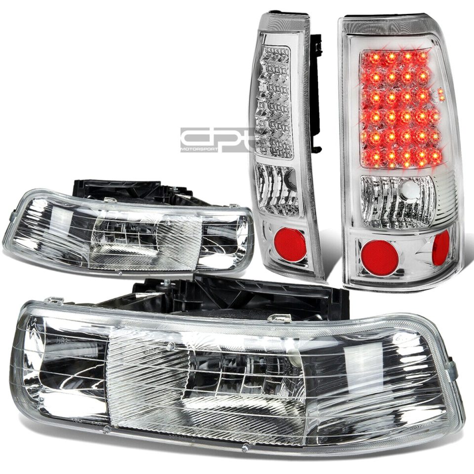 Frosted 99-02 SILVERADO CHROME CRYSTAL HEADLIGHT+CORN