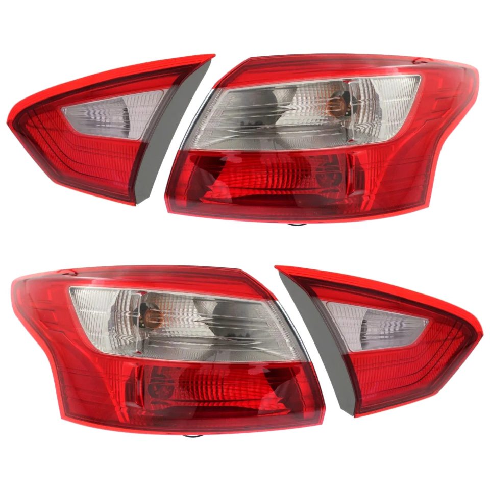 Eco-Friendly Tail Light For 2012-2014 Ford Focus Driver and Passenger Side Inner and Outer