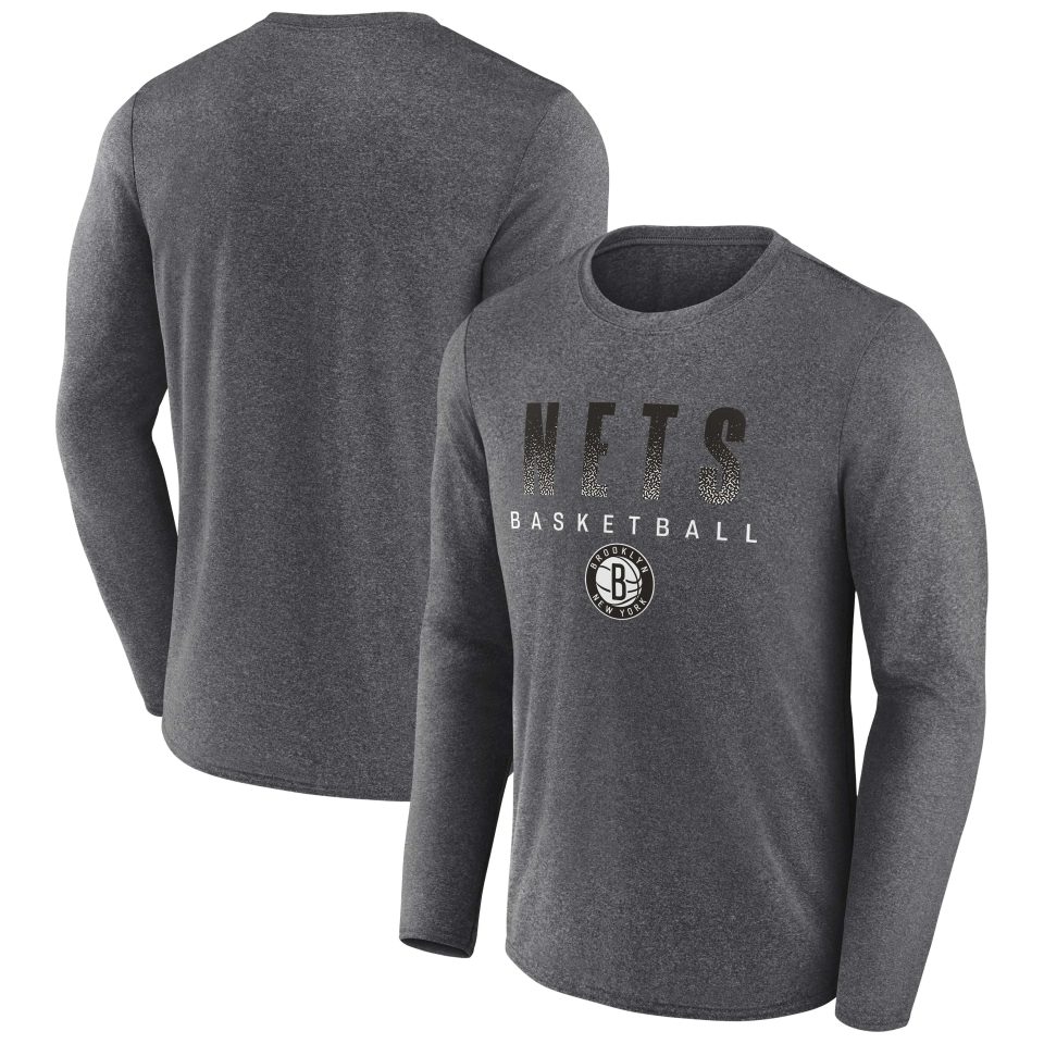 Ultimate Thickened Men's Fanatics Branded Heathered Charcoal Brooklyn Nets Where Legends Play Iconic Practice Long Sleeve T-Shirt