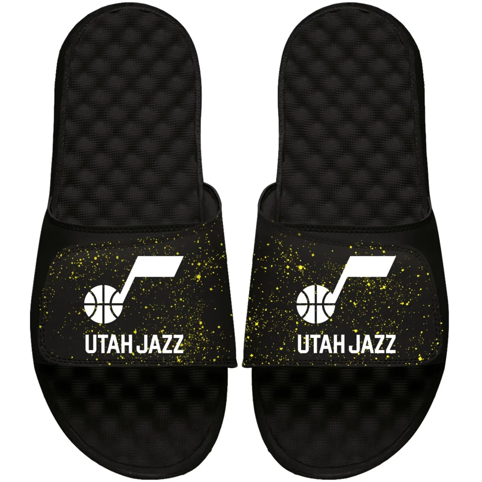Clear Men's ISlide Black Utah Jazz Speckle Slide Sandal