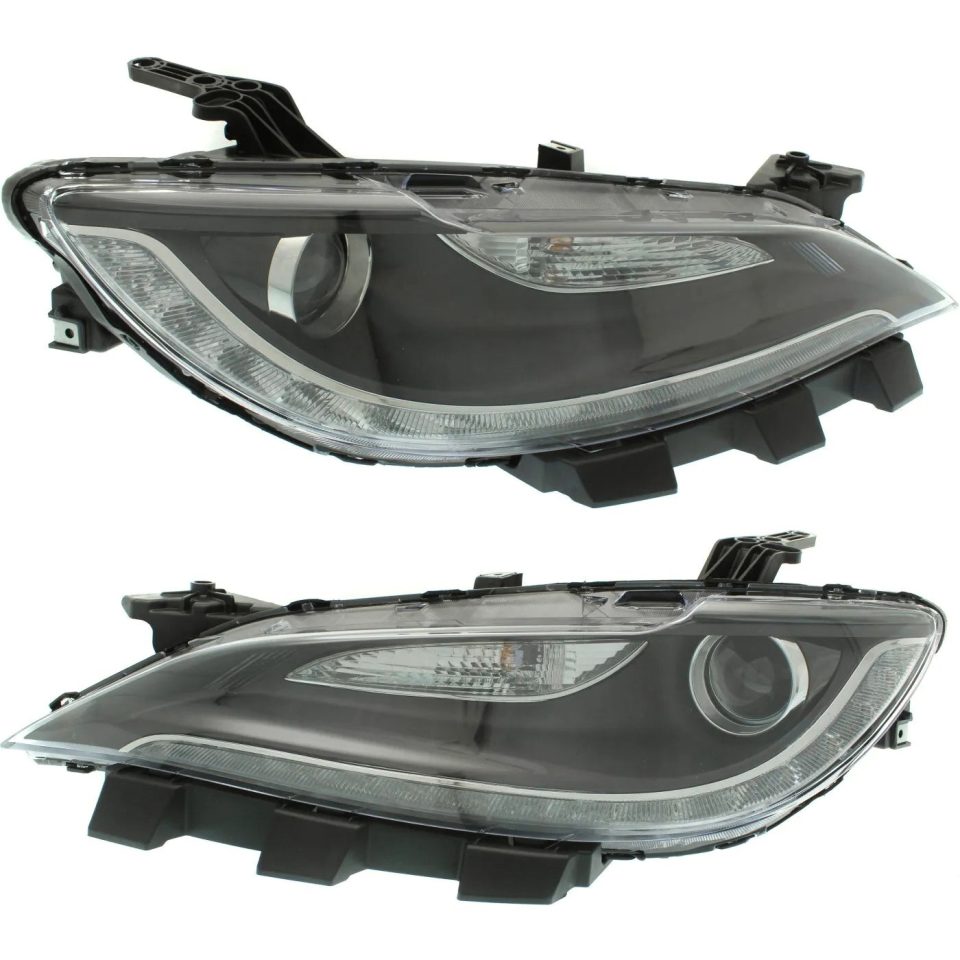 Cast Iron Outdoor Headlight For 2015-2017 Chrysler 200 Pair LH and RH Black Interior