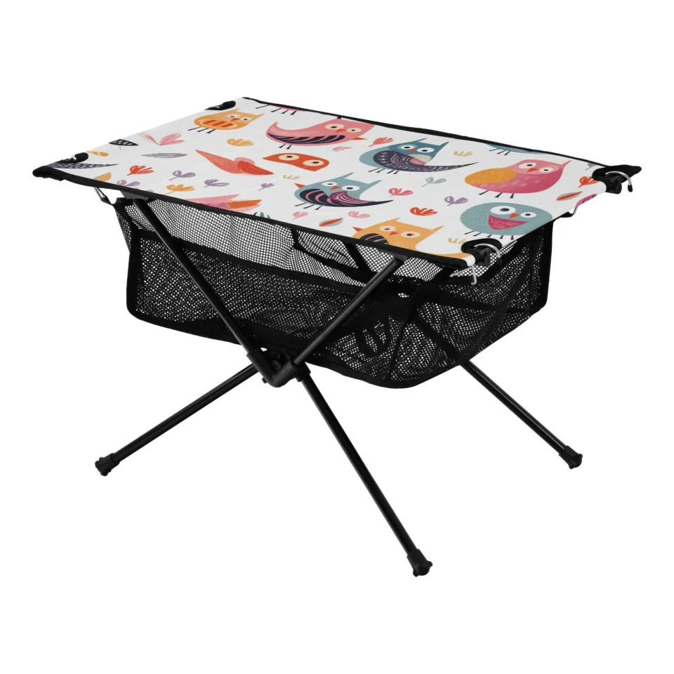 Eco-Friendly Office Birds Camping Folding Table Portable Beach Table with Storage Bag Compact Picnic Table for Outdoor Travel Fishing BBQ