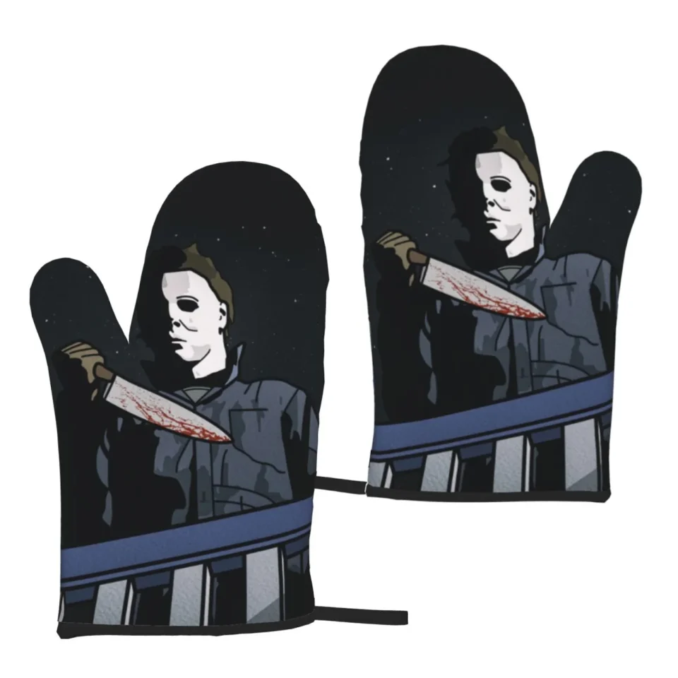 Ultimate Michael Myers Microwave Gloves Heat Resistant Oven Mitts Set Of 2 For Kitchen Cooking Baking Grilling BBQ