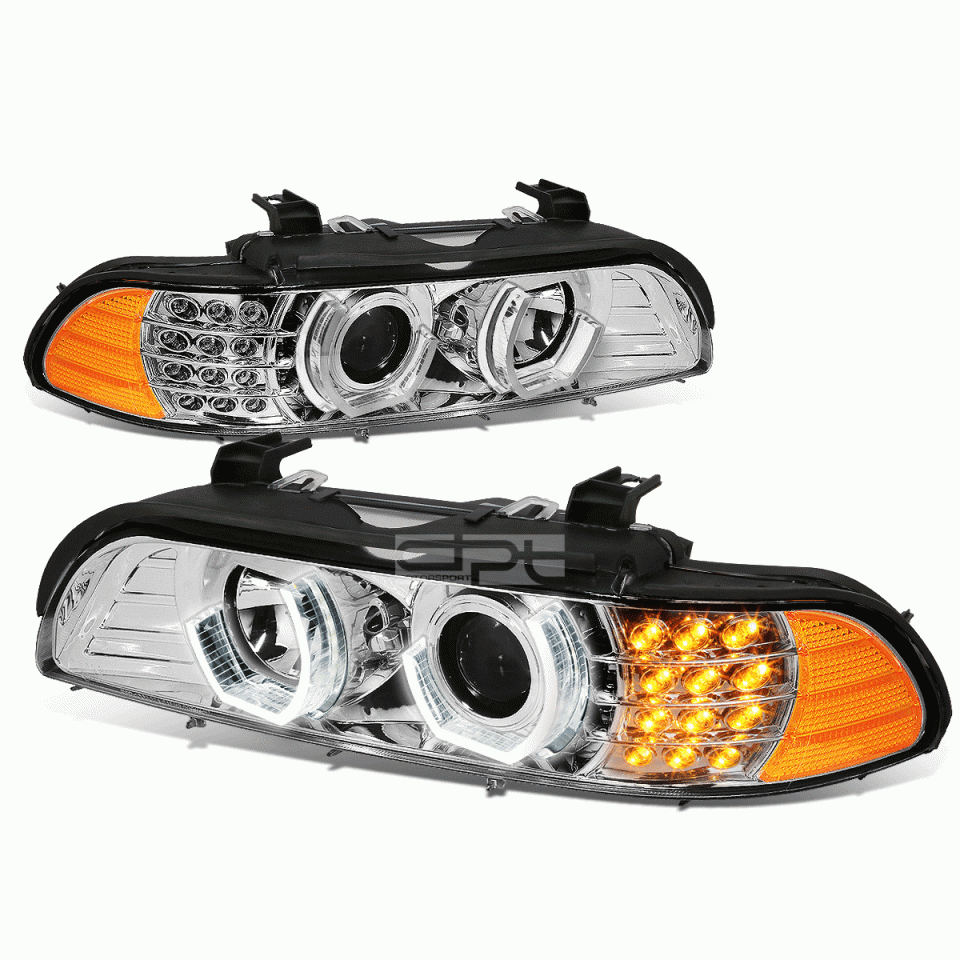 Baking 1996-2003 BMW 5-Series E39 LED U-Halo Projector Headlight Head Lamps Chrome