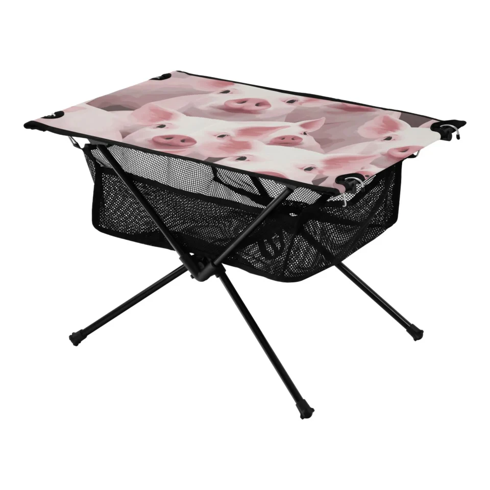 Top-Rated Gift-Ready Pigs Pink Camping Foldable Portable Table Beach Table with Storage Bag Compact Picnic Table for Outdoor Hiking Fishing BBQ