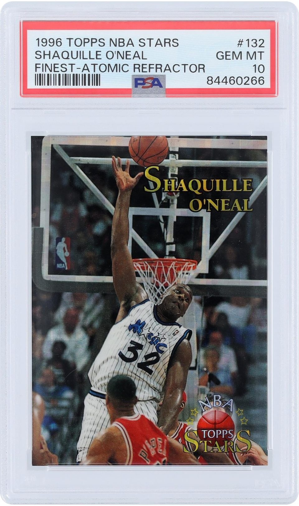 Ceramic Shaquille O'Neal Orlando Magic 1996-97 Topps NBA Stars Finest Atomic Refractor #132 PSA Authenticated 10 Card