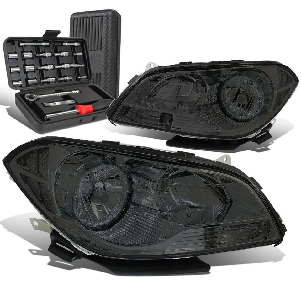 Ceramic 2008-2012 Chevy Malibu Pair Smoked/Clear Side Headlight Head Lamps+Tool Box