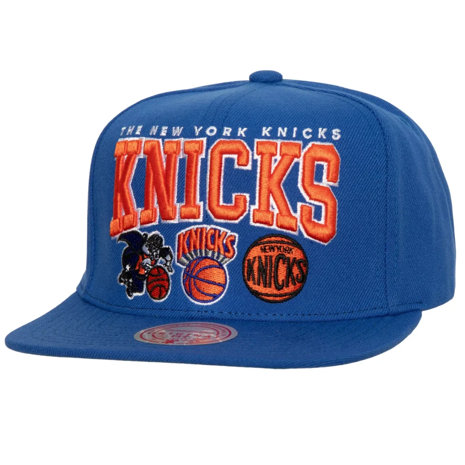Wooden Easy-Clean Men's Mitchell & Ness Blue New York Knicks Champ Stack Snapback Hat - OSFA