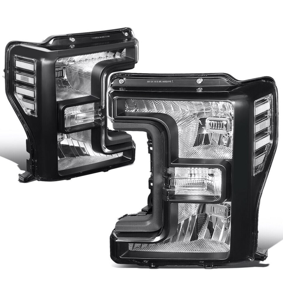 Thickened 17-19 d F250 Super Duty Black Housing OE Style Driving Headlight Lamps