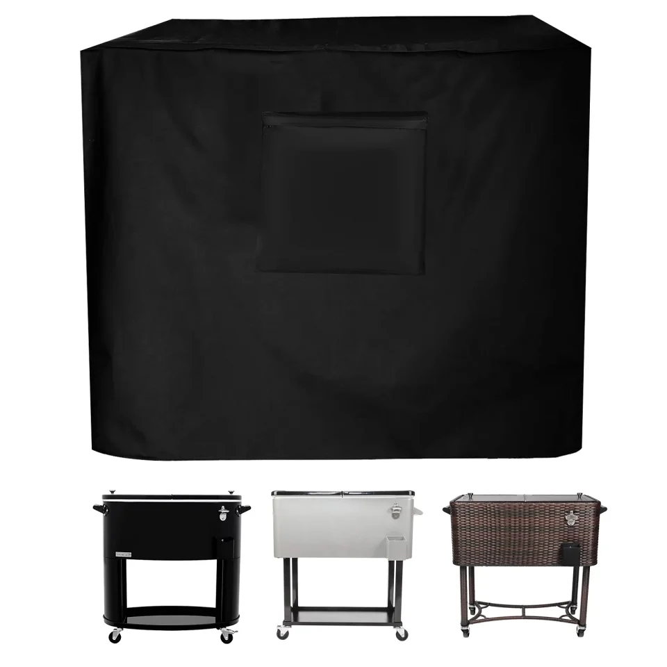 Premium Frosted Rolling Cooler Cart Cover, 420D Waterproof Cooler Cart Cover Fits for Most 80-100 Quart Cooler Carts, Outdoor Beverage Cart, Patio Ice Chest Protective Covers, 37��L x 20��W x 36��H
