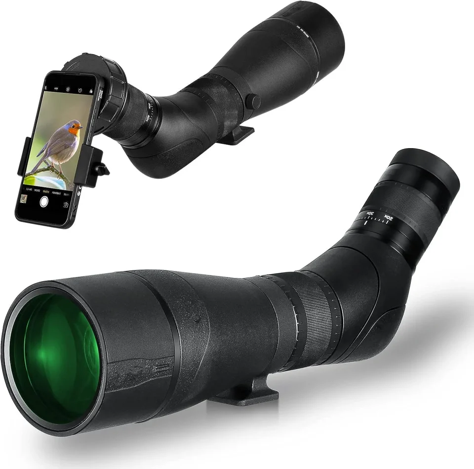 Natural Top-Rated HD 20-60x85 Prism Spotting Scope - BAK4 Fully Multi Coated Waterproof 45 Degree Angled Eyepiece for Hunting Archery Shooting Targets Bird Watching Wildlife Scenery