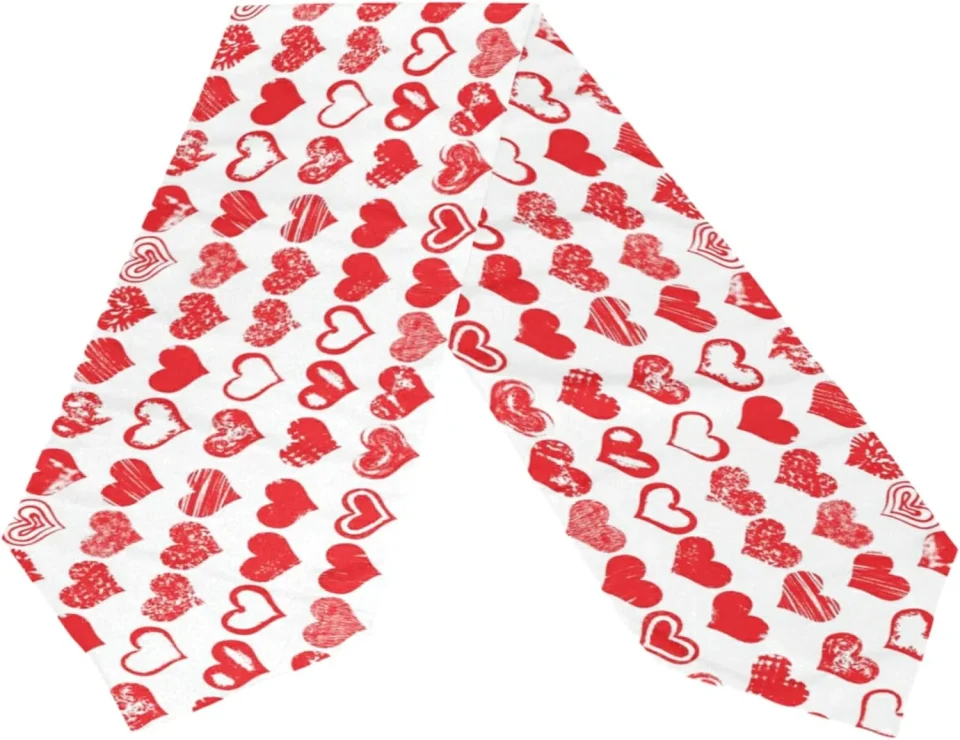 Stainless Steel Silicone Dreamtimes Double Sided Valentine's Day Long Polyester Table Runner 13 x 90 Inches Love Hearts Table Cloth Cover Placemats for Kitchen Dinning Living Holiday Wedding Party Decor
