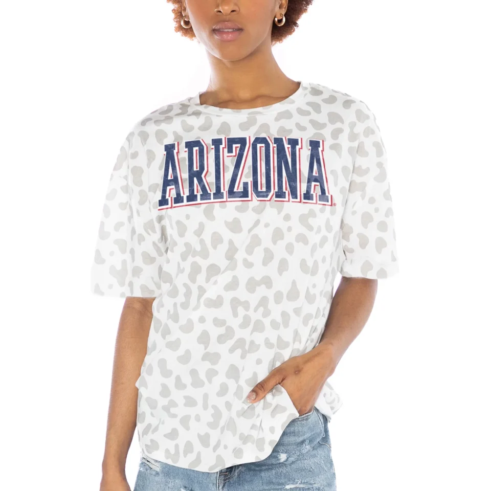 Office Women's Gameday Couture White Arizona Wildcats Bonus Points Subtle Leopard Print T-Shirt