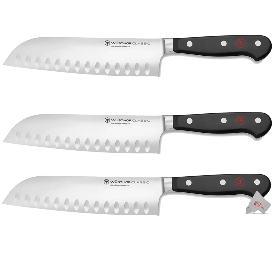 Baking Space-Saving 3x Wusthof Classic 7 Hollow Edge Santoku Kitchen Knife