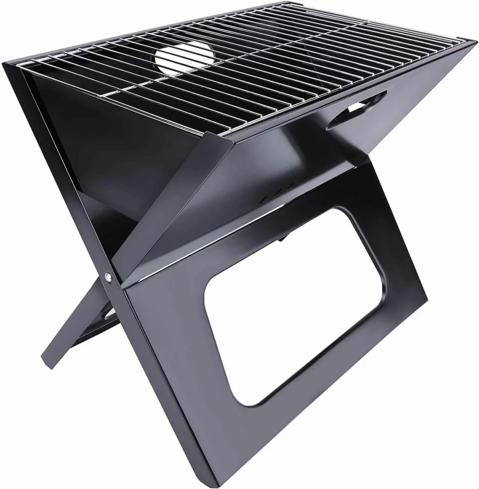 Eco-Friendly Ceramic Adrinfly 20ﾡﾱ Portable Grill Charcoal Barbecue Grill, Folding Grill Notebook Shape, Detachable Collapsible, Mini Tabletop Camping Grill BBQ, Black