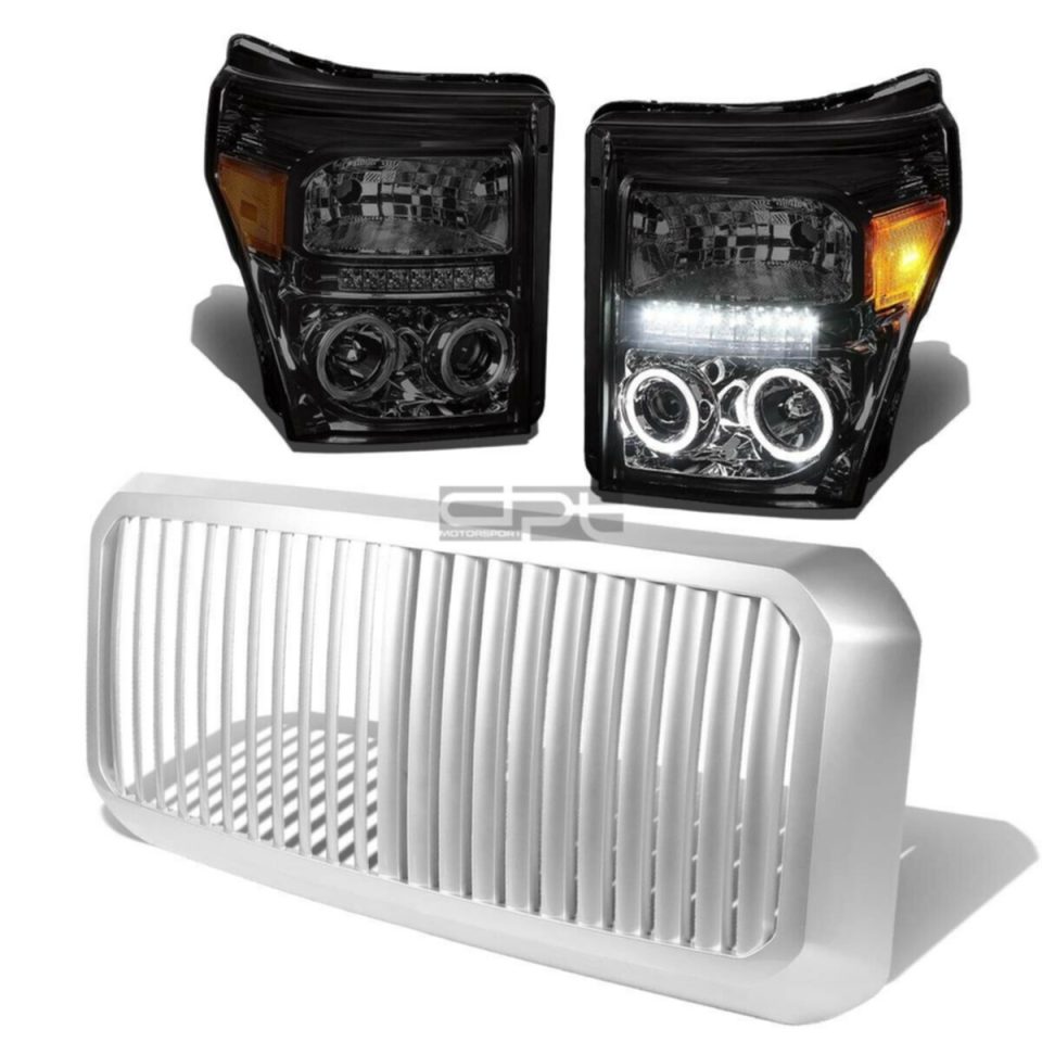 Wooden 11+SUPERDUTY SMOKED DUAL HALO PROJECTOR HEADLIGHT+BUMP