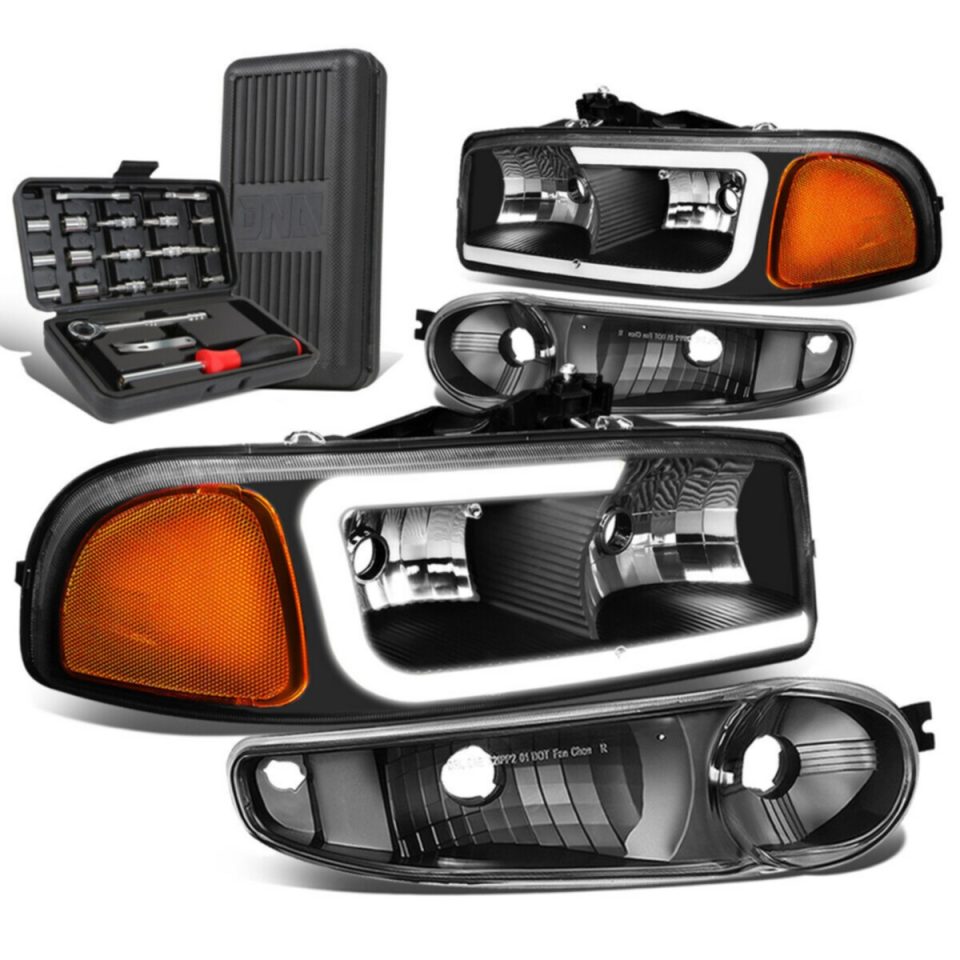 Dining Portable 2000-2007 GMC Yukon XL Sierra Denali LED DRL Headlights+Too