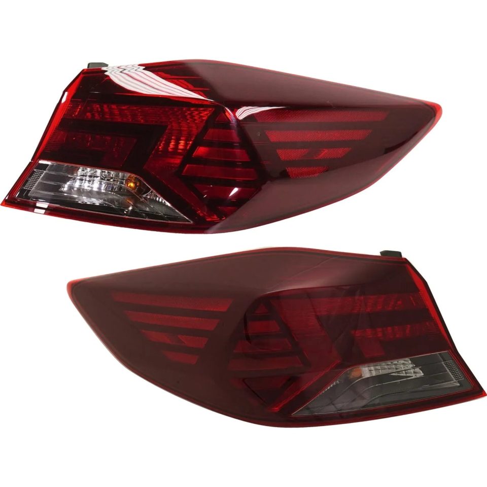 Stainless Steel Frosted Tail Light Set For 2019-2020 Hyundai Elantra Left Right Outer Clear/Red Halogen