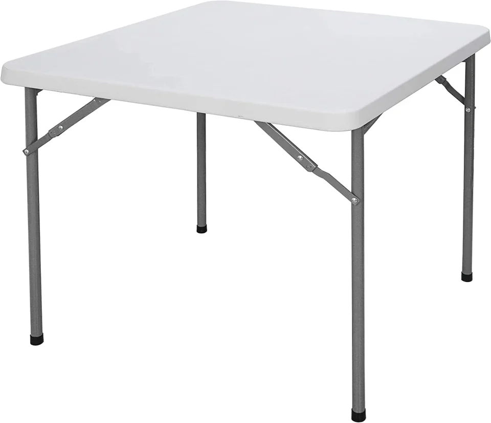 Cleaning Folding Card Table About 3 Feet Resin Multipurpose Square Table Indoor Outdoor Plastic Table Lightweight and Portable Camping Table for Home Office White
